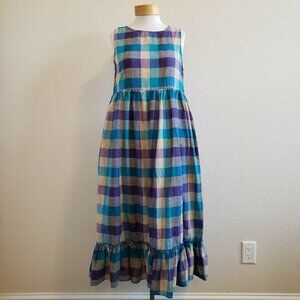 Suzanne Betro Checked Picnic Boho Maxi Dress S
